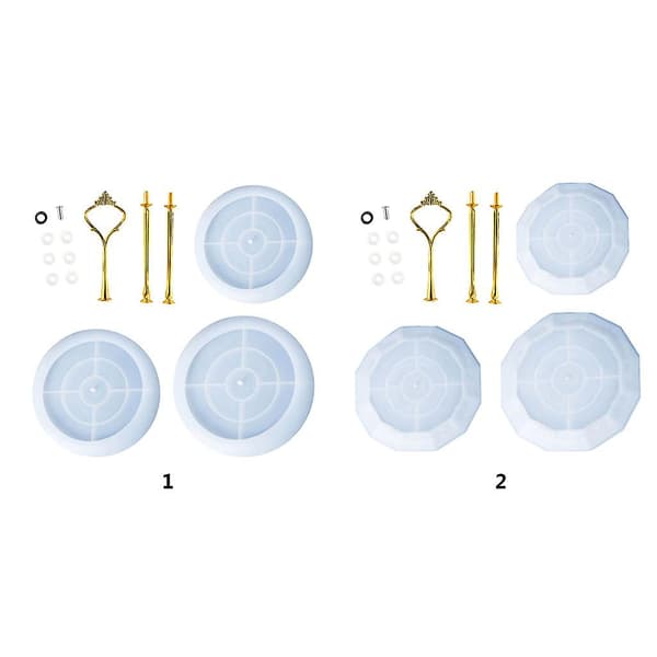 1 Set Kristall Epoxiharts Form Tre-lagers Rund 3d Fruktskål C