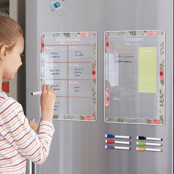 Magnetisk ukeplanlegger tavle whiteboard kjøleskapsmagnet daglig melding planleggingstavle S 1 S 1