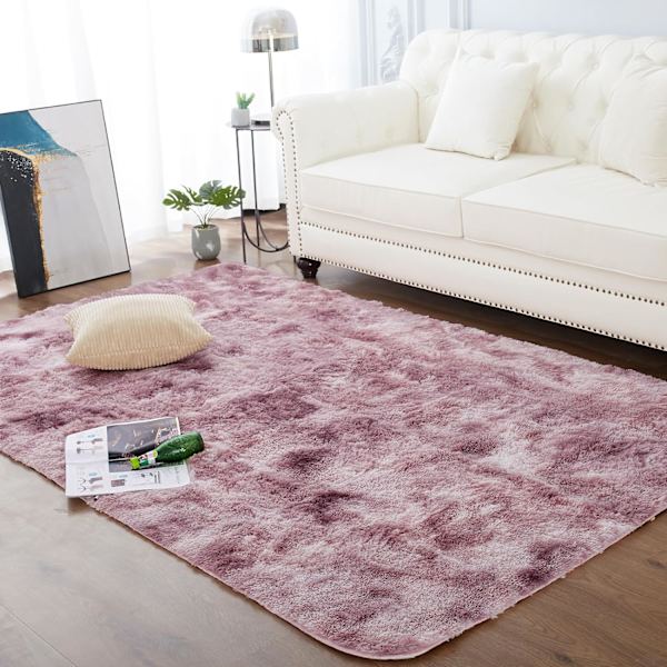 Hem vardagsrumsmatta inomhusmatta mjukt motiv långhårig matta för vardagsrum eller sovrum (rosa lila, 120 * 180 cm) Pink Purple 120*180cm