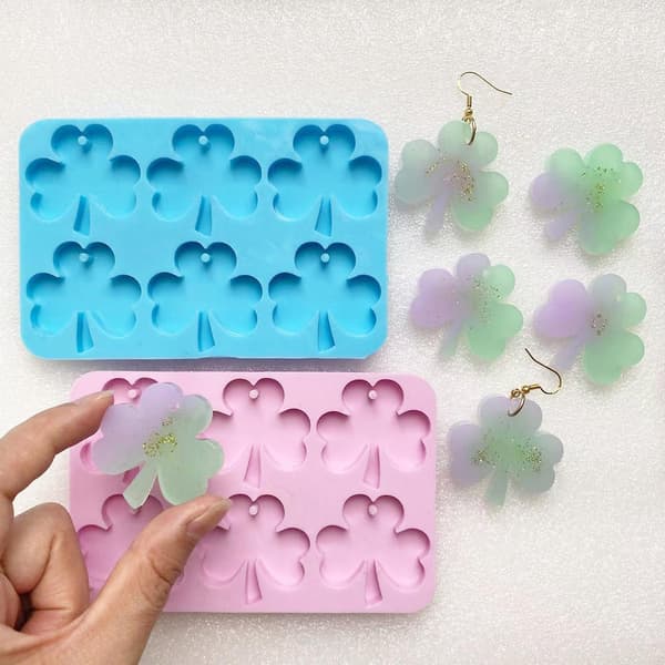 Kløverformede Øreringe Form Epoxy Nøglering Form Resin Støbning Pe