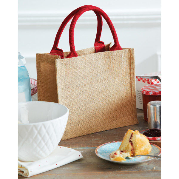 Jute Mini Presentpåse (6 liter) One Size Röd Naturlig/Ljusröd One Size Natural/Bright Red