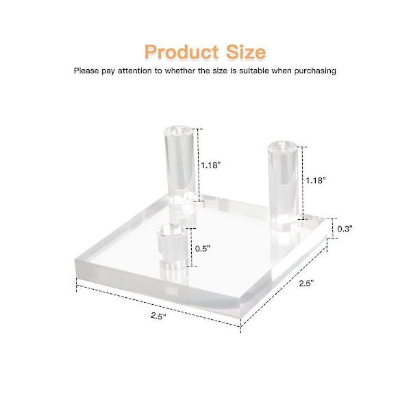 4 pakker 2,5 tommer Rock Display Stand, Tre-benet Firkantet Akryl Til