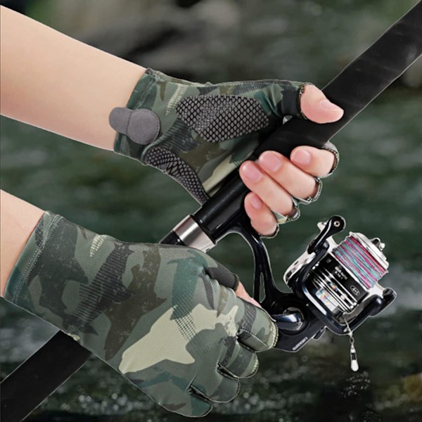 Fiskehandsker til mænd og kvinder, sejlerhandsker, kajakhandsker, UV-beskyttelseshandsker, solbeskyttelseshandsker Army Green XL