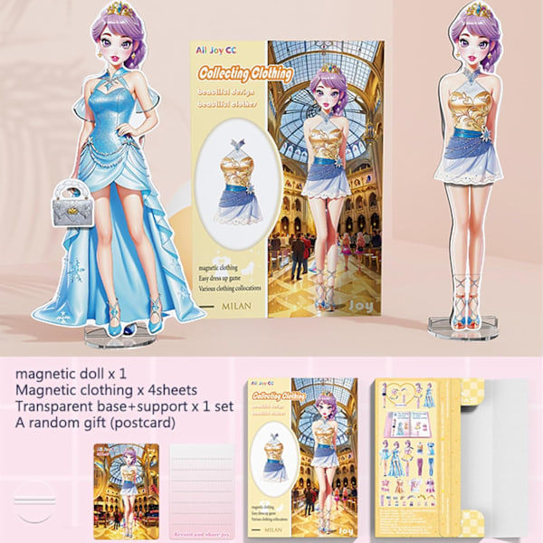 Magnetisk Prinsesse Dukke, Magnetisk Utkledningssett, Leke Sett Magnetiske Utkledningsdukker og Leke Later Som for Jenter, Medium Joy Joy