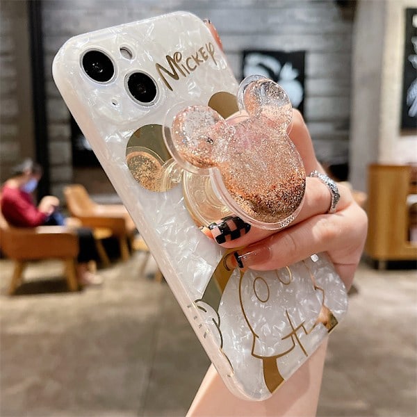 Tegneserie-deksel til iPhone og Bling Glitter Telefonstativ Søtt Telefondeksel til Jenter Kvinner Minnie iPhone 12 Minnie iPhone 12
