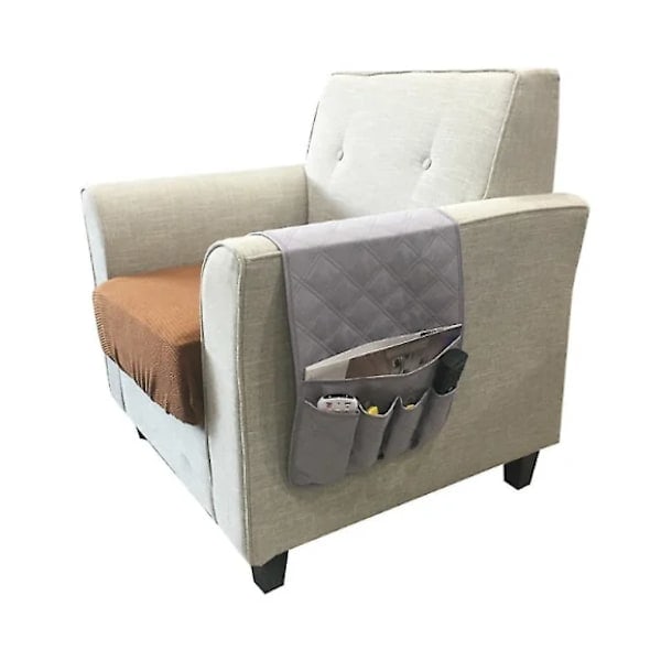 Sofa armlene med 5 lommer TV fjernkontroll og diverse oppbevaringspose oppbevaringspose stol sofa bag Grå Grey