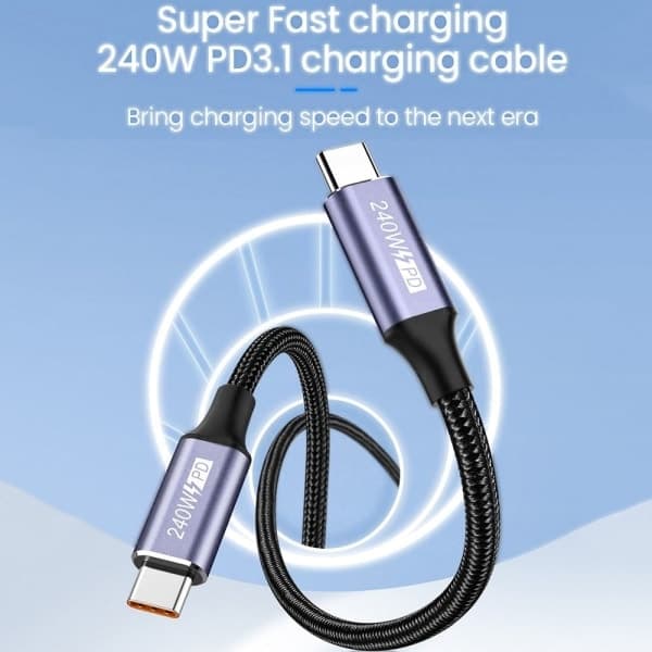 USB C Hurtigladekabel Type-C Datakabel Svart 2m 2m