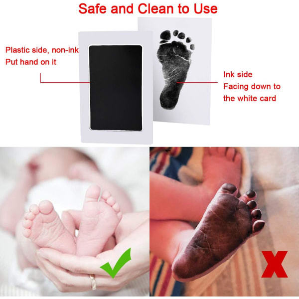 Baby Handprint och Footprint Kit, 3 Ink Pads, 6 Imprint Cards, Pet Paw Ink-free print, safe non-toxic för fötter och