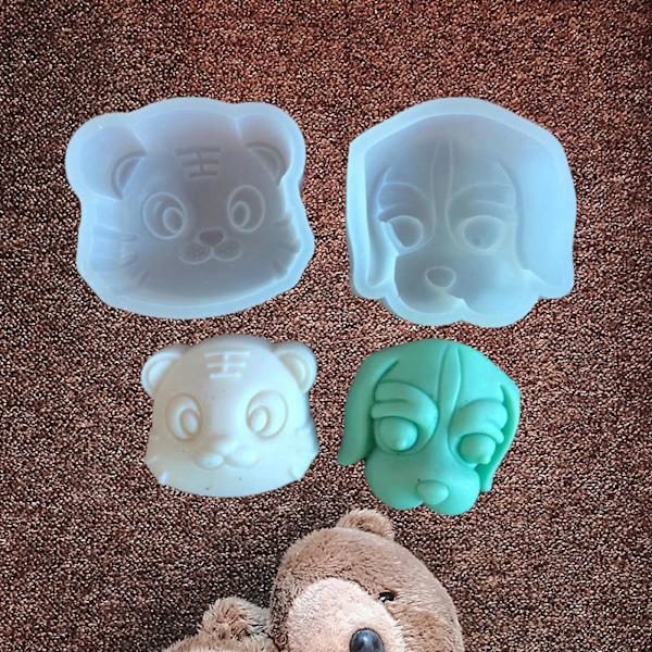 Silikon Bakformar 3d Tiger Hund För Huvudform Bakverktyg D