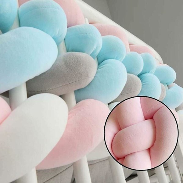 Enkelt seng krybbebeskytter, bomulds baby pude, perfekt rejseseng, baby velour pude, beige, 2m