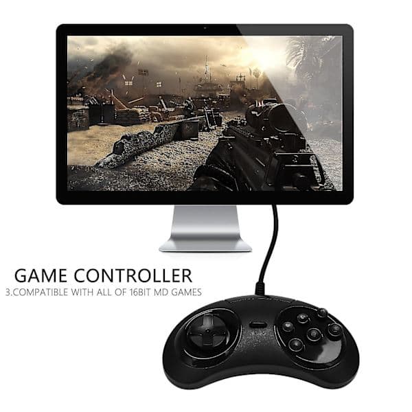 Gamepad Kablet 6-tasters Usb Game Controller Joypad Til / Pc / 2 Y1301 / Drive Sort Plastik Skin