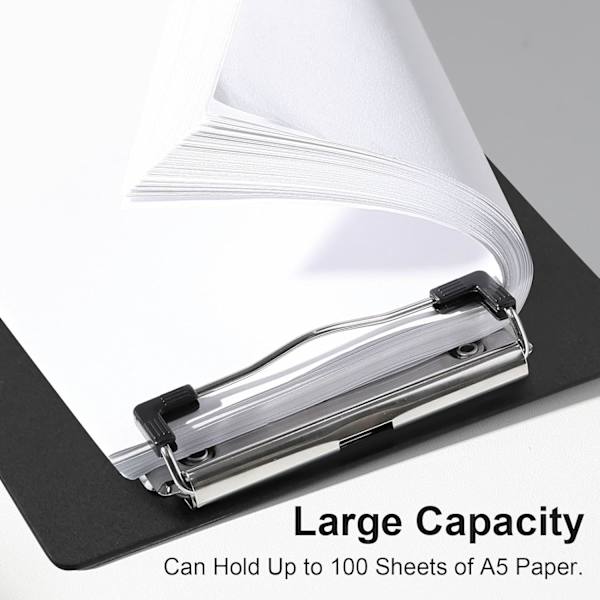 Litet Plast Clipbord, A5 Clipbordmapp, Svart Clipbord Standard A5 Brevstorlek Clipboards