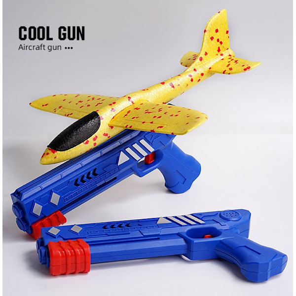 Ulkoilulelu lapsille, vaahtomuovilentokone laukaisupistoolilla, sisältää 3 lentokonetta blue gun 3 airplane