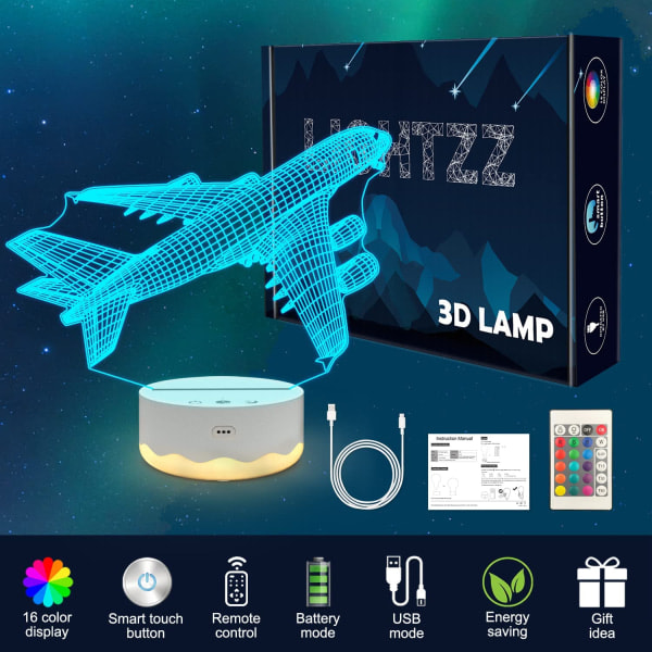 Flygplanspresenter, Flygplan 3D Nattlampa, 3D Illusion Lampa wi