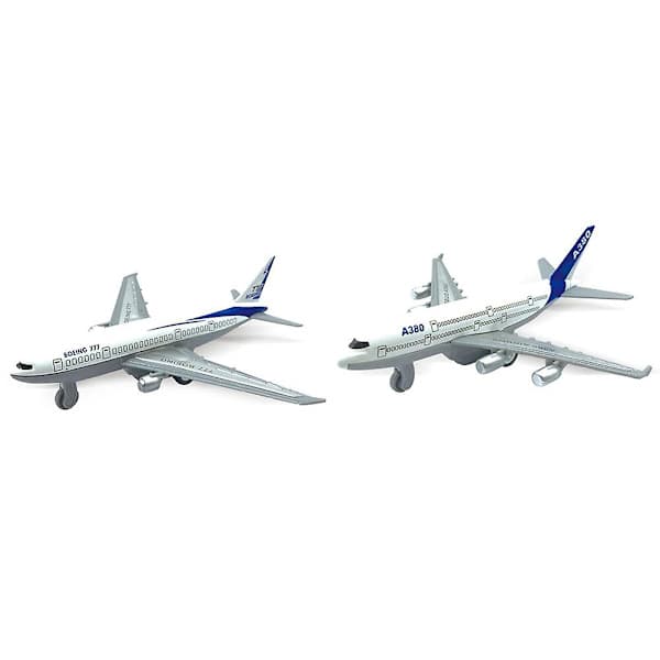 Farfi 2 st Mini Simulation 777 A380 Dra Tillbaka Flygplan Flygplansmodell Samlarleksak