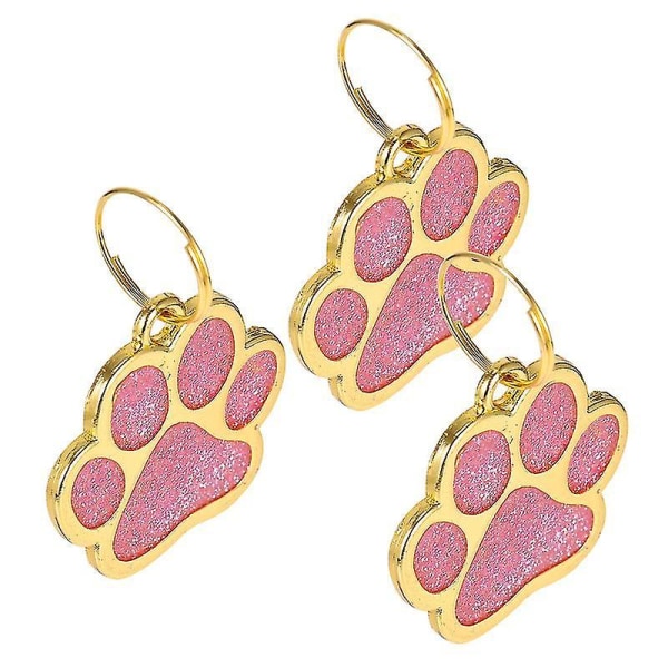 3X3cm rosa husdjurs-id-etiketter 3st kreativ hundkatt namnskylt anti-förlorad hänge valp katt halsband berlock