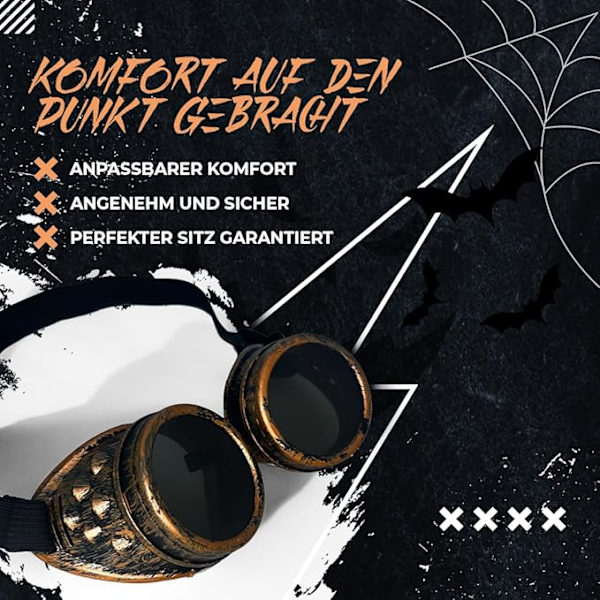 Steampunk-glasögon för män och kvinnor – retro solglasögon för steampunk-outfit till Burning Man, karneval, halloween, festtillbehör Bronze