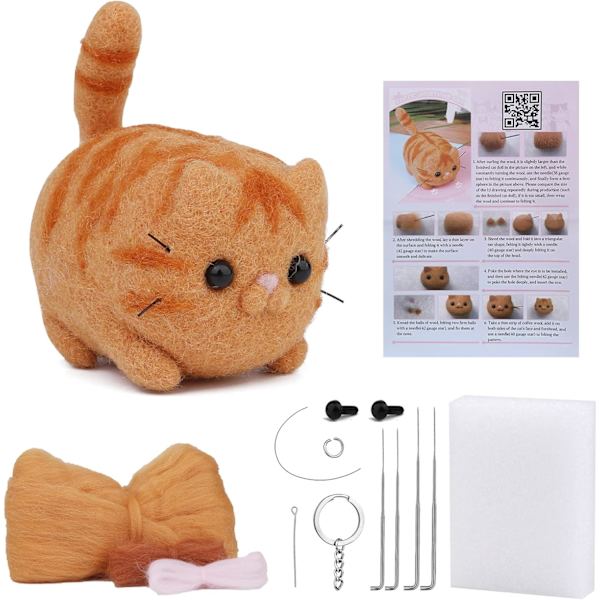 Neulahuovutussarja, DIY-villahuopamateriaalit, jossa huovutustyökalu ja ohjeet neulahuovutusprojekteihin ja aloittelijoille Felting Set A