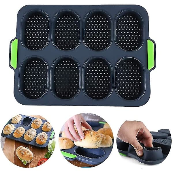 Mini baguette bakebrett, brød-crisping brett, non-stick perforert