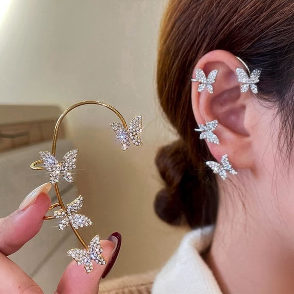 Zircon Sommerfugle Øreringe til Kvinder Sommerfugl Øre Cuff Wrap Crawler