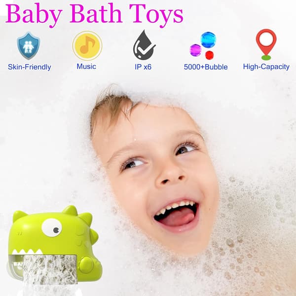 Badeleker Dinosaur Automatisk Badeboblemaskin, Badekar Boblemaker med Musikk, Badetid Dusj Badekar Leker