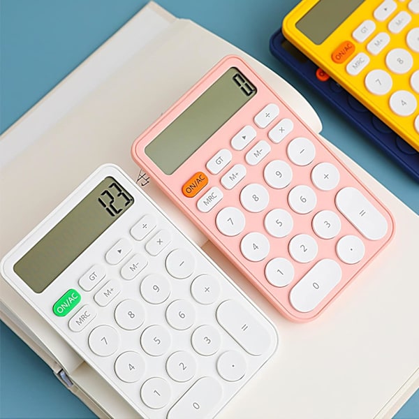 12-cifret standard lommeregner, til hjemmet og butikker, automatisk slukning, med batteri Pink