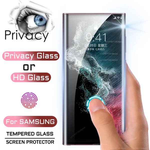Privatlivs- eller HD-hærdet glas til Samsung Galaxy S23 Ultra Anti Spy skærmbeskytter