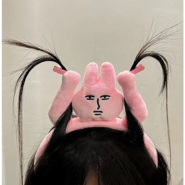 Ny tegneserie plysjdukke pannebånd Fransk bredbremmet hårspenne foto hodeplagg kreativ jentegave materiale morsom kanin rosa kanin rabbit