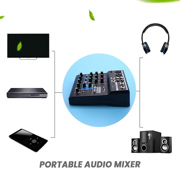 Bärbar Ljudmixer Professionell 4-kanals Bluetooth Mixer Dj C
