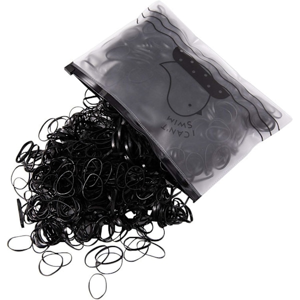 Pakke med 1000 Mini Hårelastikker Elastiske Bløde Elastikker til Børn, Fletteribbon, Fletninger, Bryllupsfrisure og Mere (Sort)