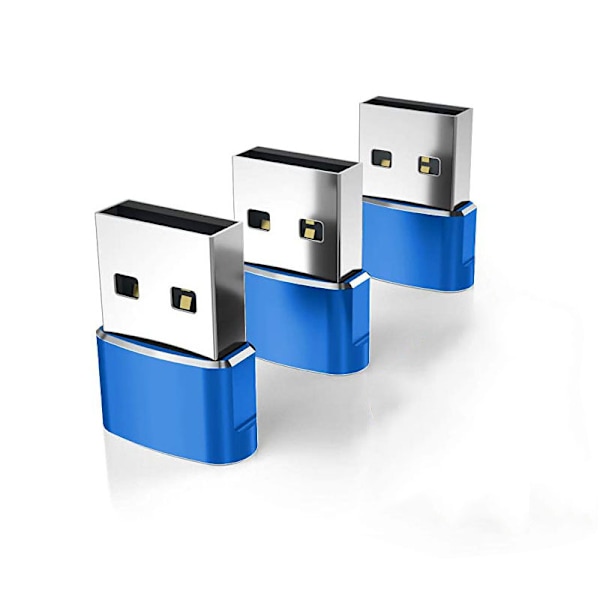 USB till USB C-adapter, USBC hona till A hane OTG-laddare typ C-omvandlare för Apple Watch Ultra iWatch 7 8 9 10, iPhone , Plus Pro Max, AirPods 3 blue 3pc