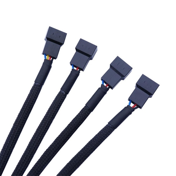 27cm 4-vägs Pwm Fläktsplitter Svart Sleeved 4pin Pwm Kontakt Ext