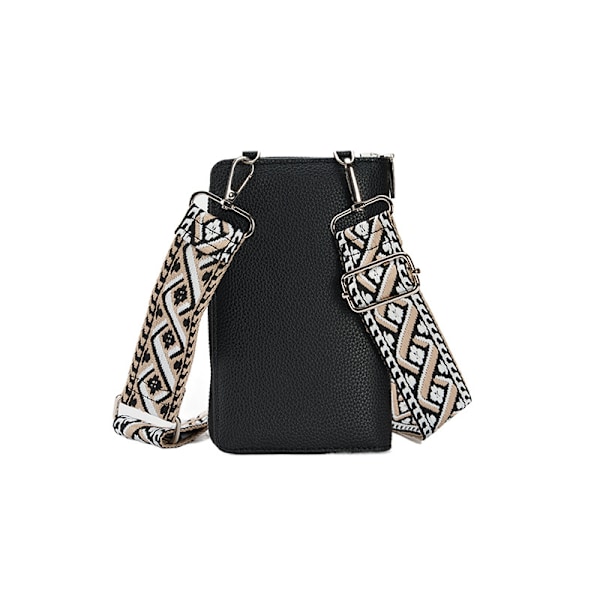 Dam PU Läder Liten Crossbody Väska Mobiltelefonficka Plånbok Korthållare Messenger Plånbok black