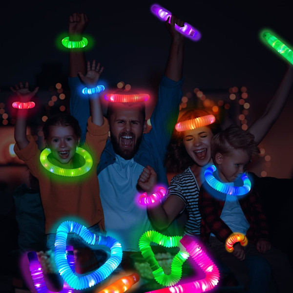 Glow Sticks Party Pack 12 STK - Selvlysende festartikler for barn, lysende halskjeder armbånd tilbehør for gutter og jenter. 12pc
