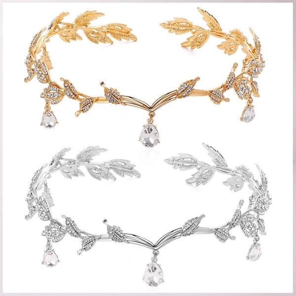 Elegant krone med rhinsteiner for prinsesse, dronning, pannebånd for jente