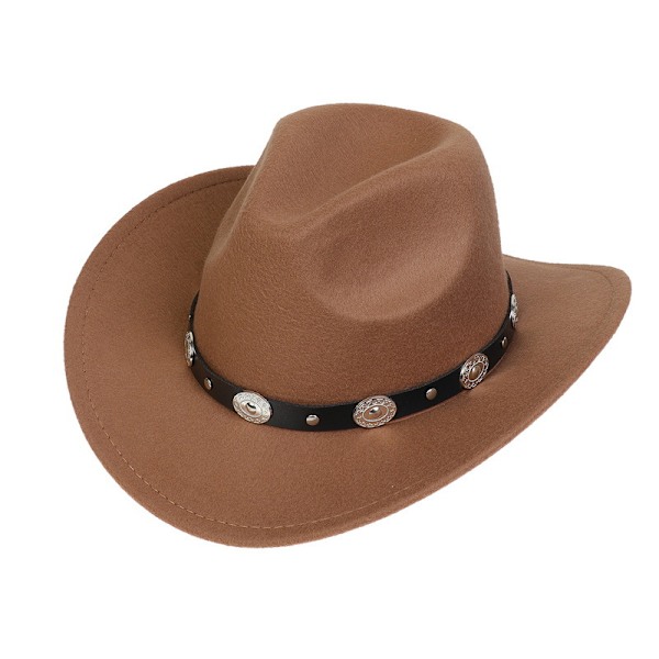 Naisten ja miesten huopahattu leveällä reunuksella, lännen cowboy-hattu, vyölenkki, Panama H Khaki