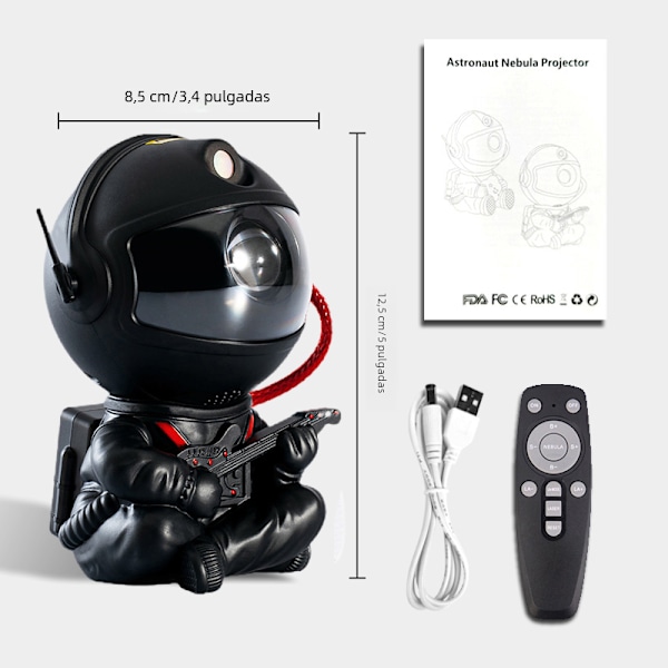 Galaxy Stjerneprojektor Taklampe Gave Dekorativ for Rom LED Nattlys med Stjerneprojektoreffekter og Galaxy Nebula Black B