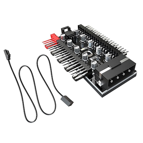 Moderkort 10 Portar Fläkt 4pin Pwm Fläkthubb Splitter Förlängning 12v