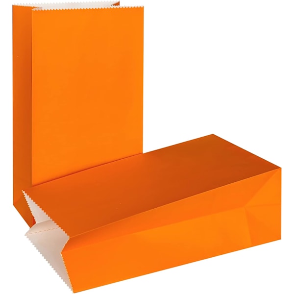 50 kpl Oranssi Kraft Paperikassi Juhlapussi Paperinen Lahjakassi Juhlapussi Paperinen Lounaspussi (Oranssi, 50 kpl, 24 x 13 x 8 cm)