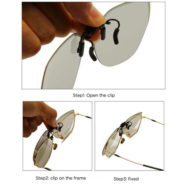Metal Clip-on Solbriller til Briller - Sort Sort