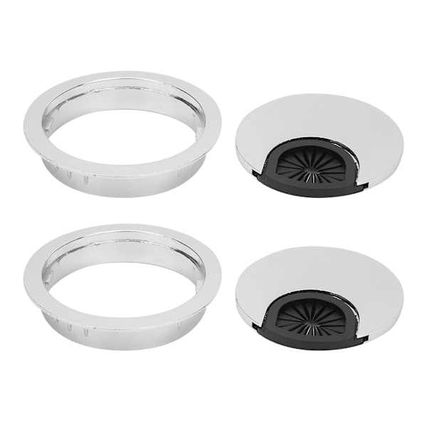 2 stk bordgjennomføring skrivebord kabelhull sinklegering toppdeksel 58mm