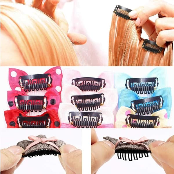 30 stk. Parykclips Snap Clips, Hår Extensions Clips U Form Snap Clips 9 Tænder Kam Clips til Hår Extensions 3,2 cm