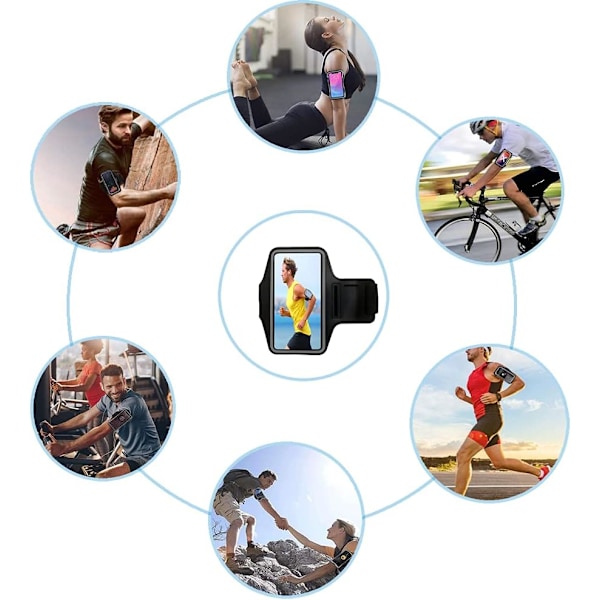 Justerbart sportarmband för mobiltelefon, vattentätt telefonarmband för löpning, fitness, träning, gymnastik och utomhussporter, upp till 6,5\"