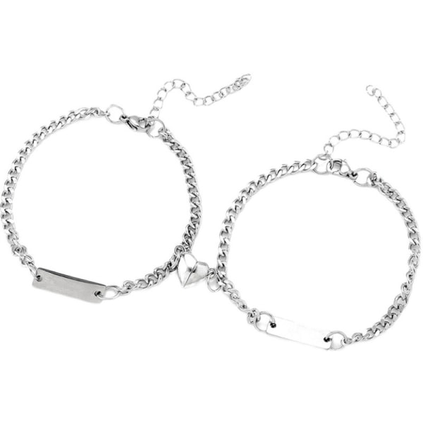 2 delar lovers armband för par kärlek hjärta magnet berlock hänge armband