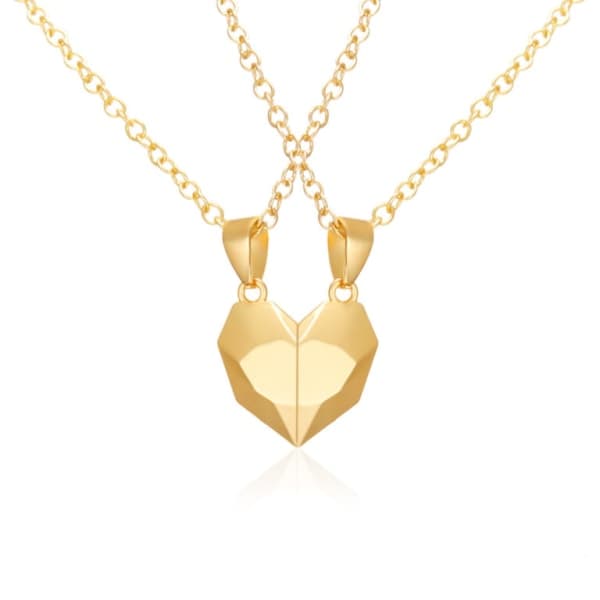 2 st / förpackning Hjärtformat halsband med magnet Guld+Silver