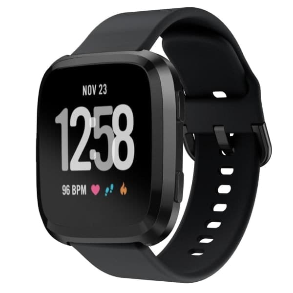 Silikonerem Fitbit Versa/Versa 2 - Sort Sort Sort