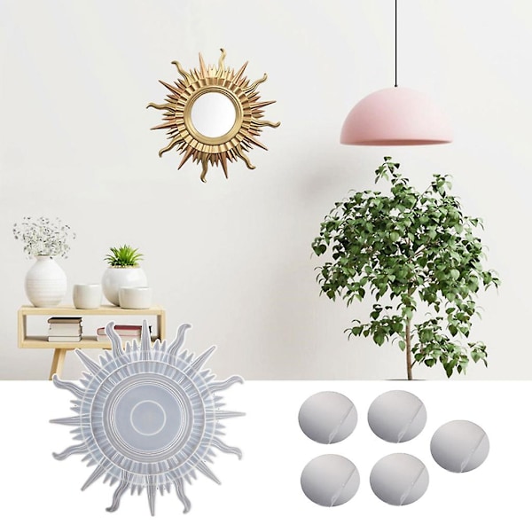 För Sol Måne Spegel Väggdekoration Resin Form DIY Hängande Prydnad