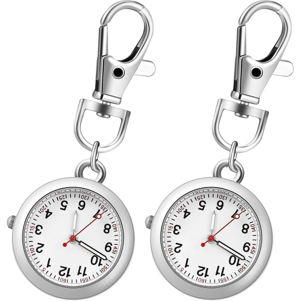 2 st Fickur Nyckelring Klockor Med Spänne Hänge Nyckelring Armbandsur Sjuksköterskeklockor För Kvinnor Män