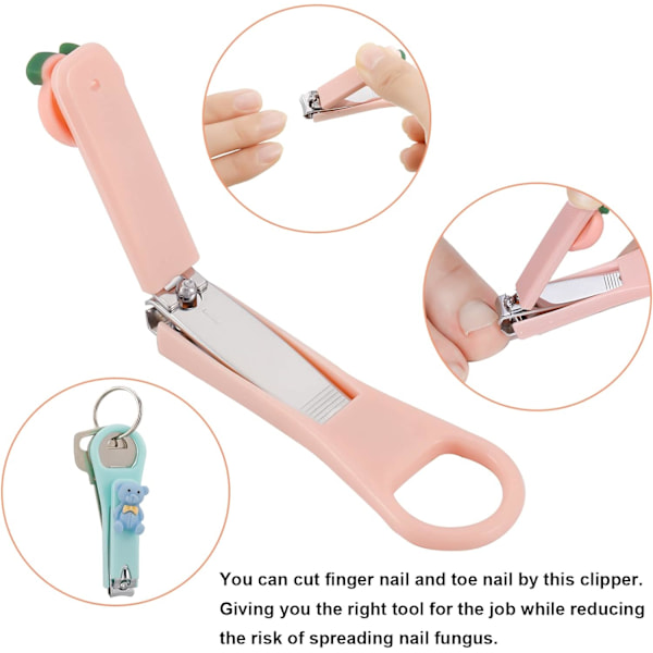 Nagelklippare Set, 4 st Rostfritt Stål Nagelklippare Tecknad Nagelklippare Vassa Söta Björn, Dinosaurie, Persika, Pocherat Ägg Nagelklippare Set