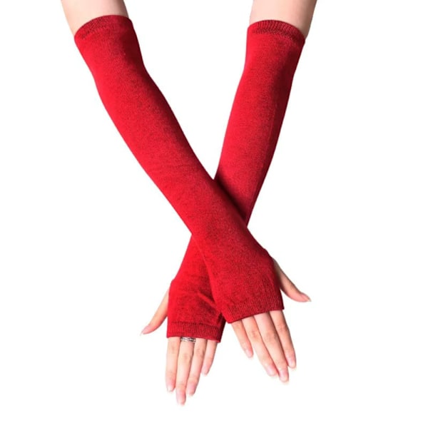 Armvarmere ensfarvet, fingerløse & lange - Bordeaux mørkerød [35cm] Vinrød, rød